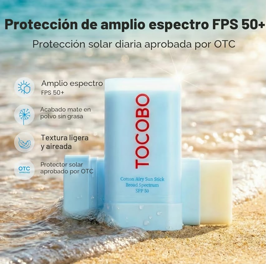 TOCOBO Cotton Airy Sun Stick SPF 50 - Protector solar